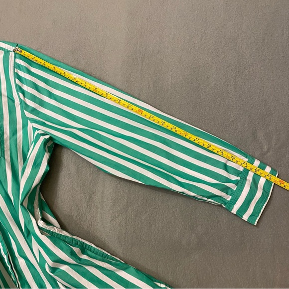 J.Crew XL Green White Cotton Shirt Dress Striped Long Sleeve Collared Pocket - Picture 9 of 12